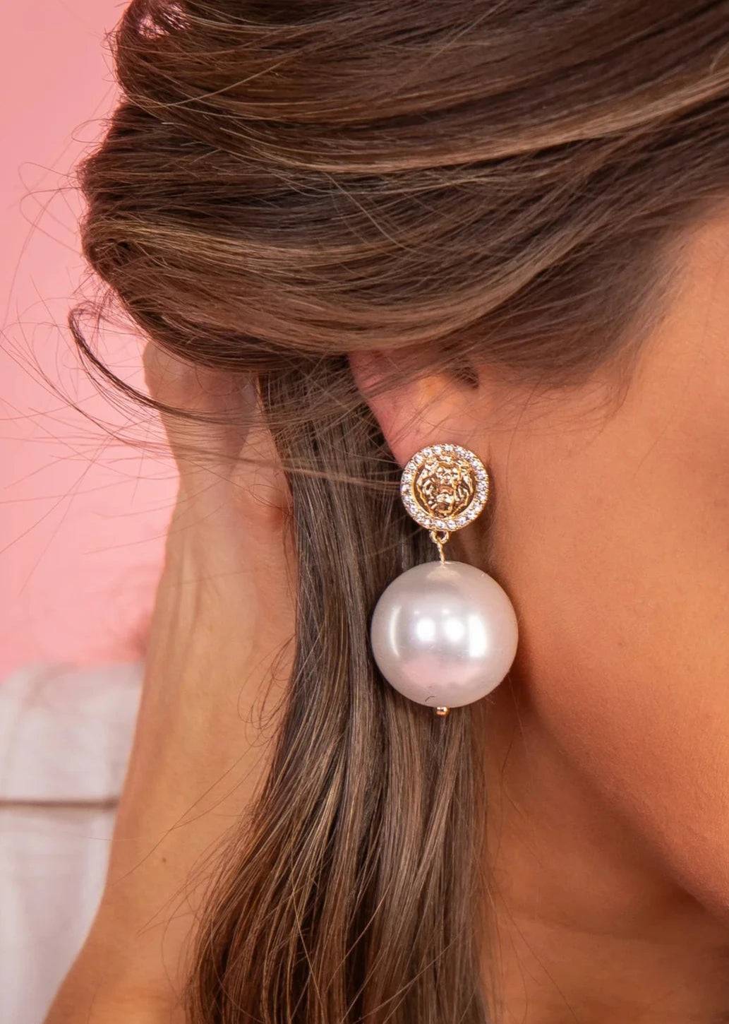 Medallion Jumbo Pearl Drop Earrings