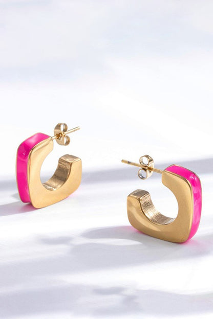 Geometric Hot Pink Hoop Earrings