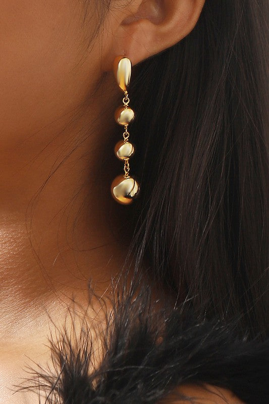 18K Gold-Plated Copper Ball Bead Dangle Earrings
