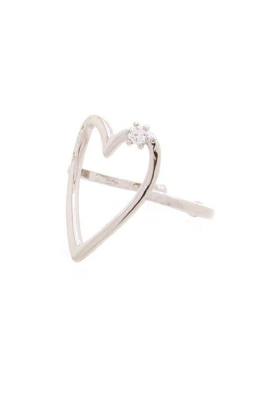 Open Heart & Rhinestone Ring