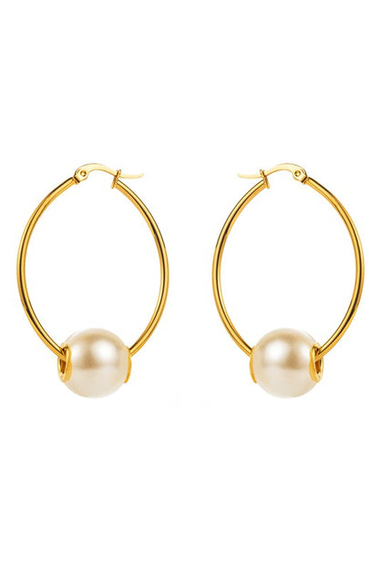 Pearl Hoop Earrings | Uniquely Claudia Boutique