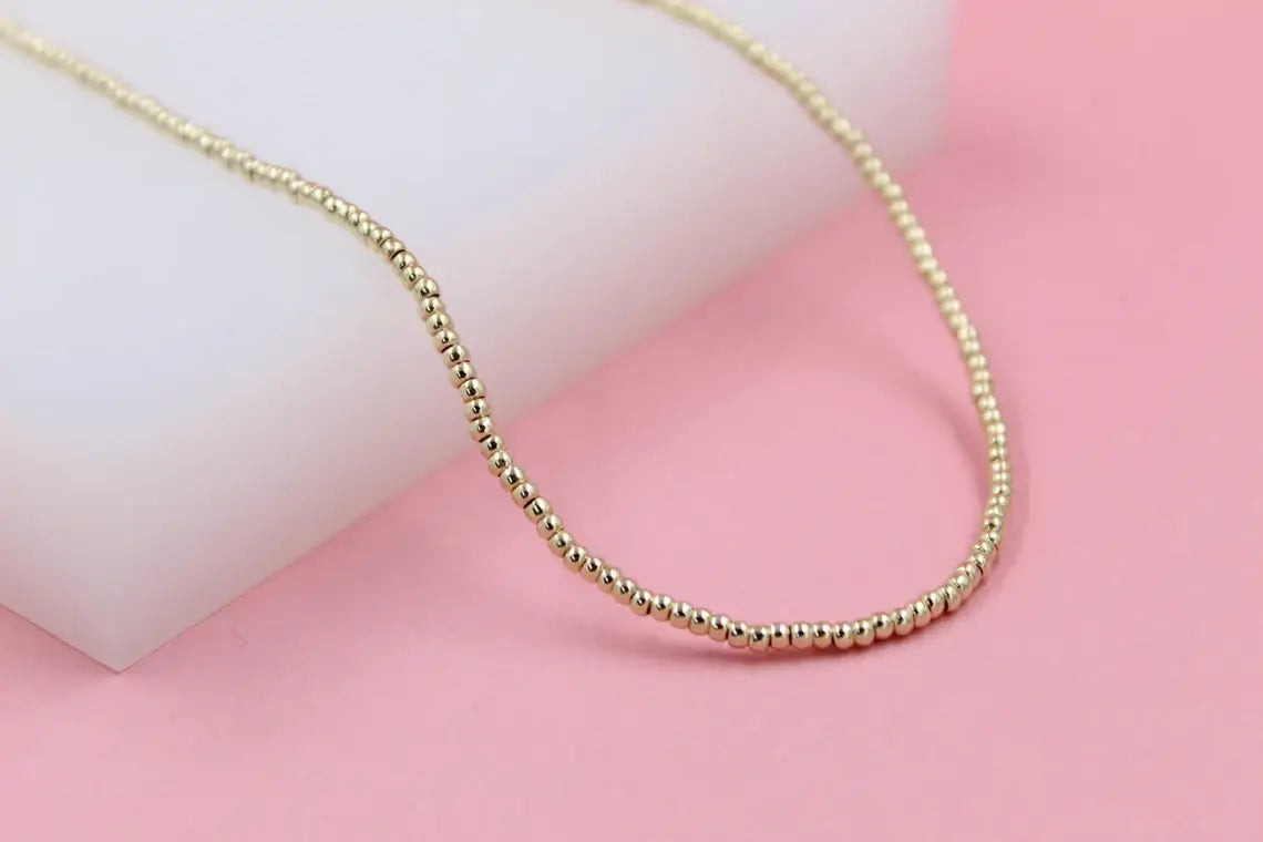 18K Gold-Filled 16" 2mm Beaded Chain Necklace