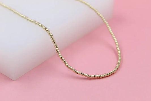 18K Gold-Filled 16" 2mm Beaded Chain Necklace