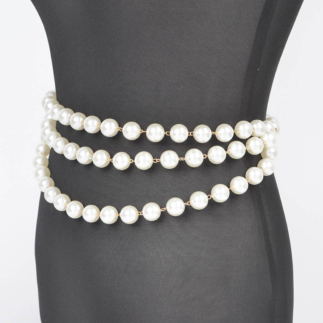 Multi Layered Pearl Gold Chain Belt