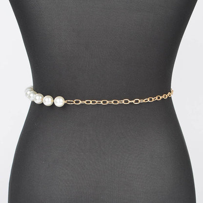 Multi Layered Pearl Gold Chain Belt