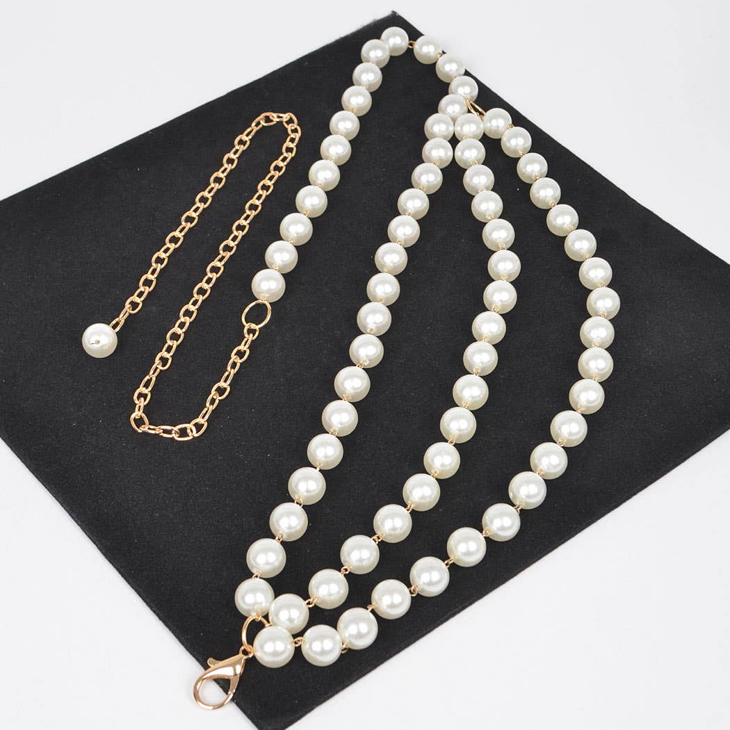 Multi Layered Pearl Gold Chain Belt