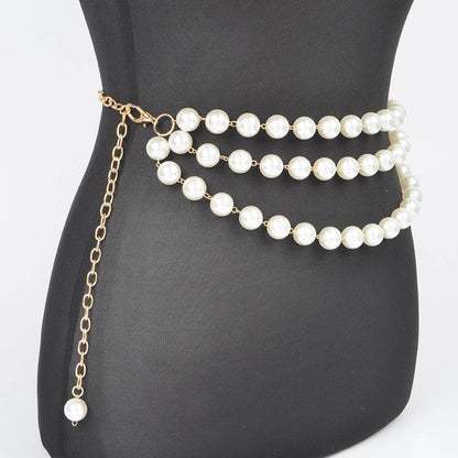 Multi Layered Pearl Gold Chain Belt