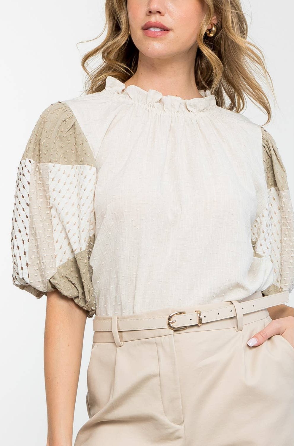 Aileen Textured Puff Sleeve Top | Uniquely Claudia Boutique