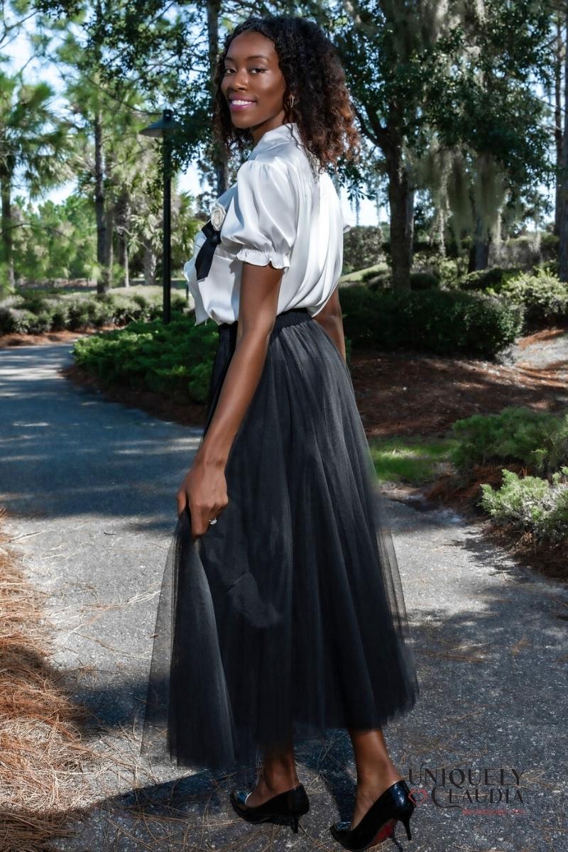 Tulle black 2025 maxi skirt