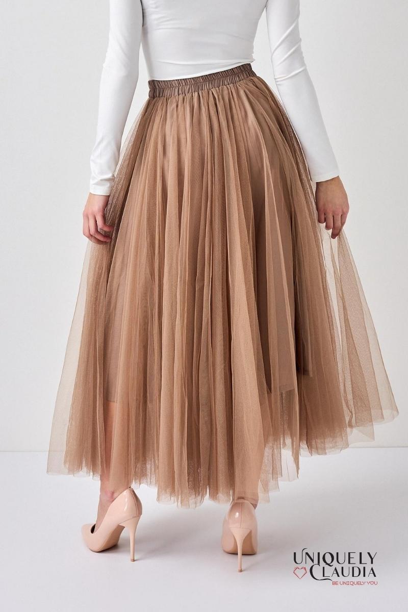 Aria Taupe Tulle Maxi Skirt