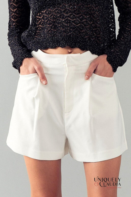 Britt High Waist Hidden Closure Pleated Shorts | Uniquely Claudia Boutique