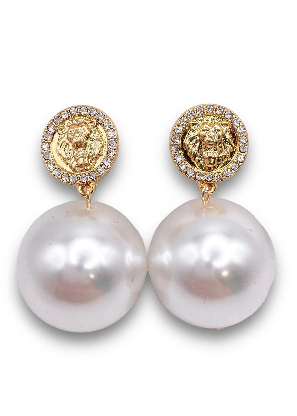 Medallion Jumbo Pearl Drop Earrings