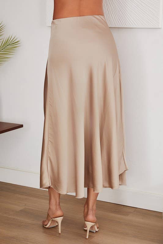 Charly Solid Silky Satin Maxi Skirt | Uniquely Claudia Boutique