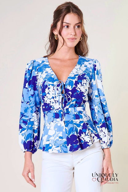 Cosette Front Tie Peplum Top | Uniquely Claudia Boutique