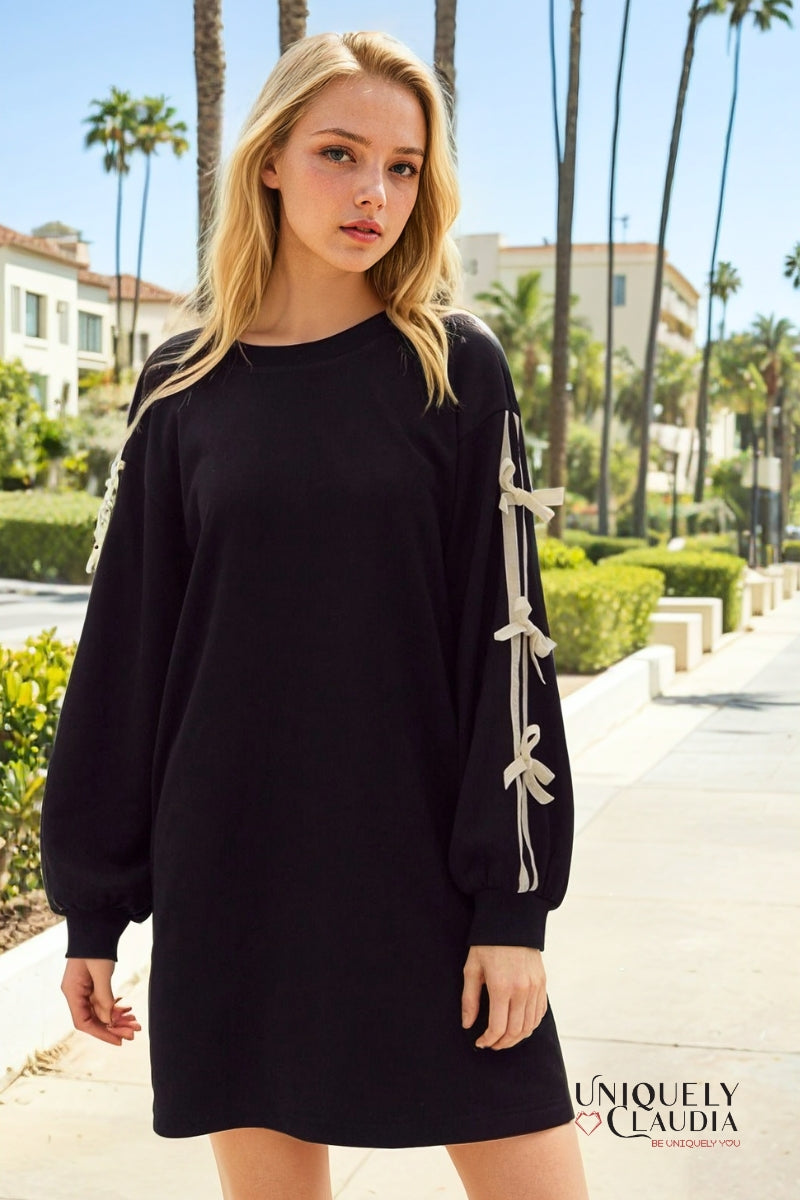 Dana Bow Details Sweatshirt Dress