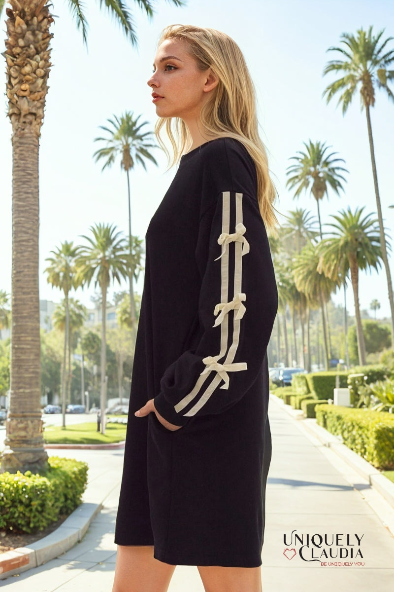 Dana Bow Details Sweatshirt Dress