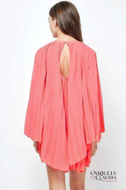 Destiny Pleated Cape Mini Dress | Uniquely Claudia Boutique 