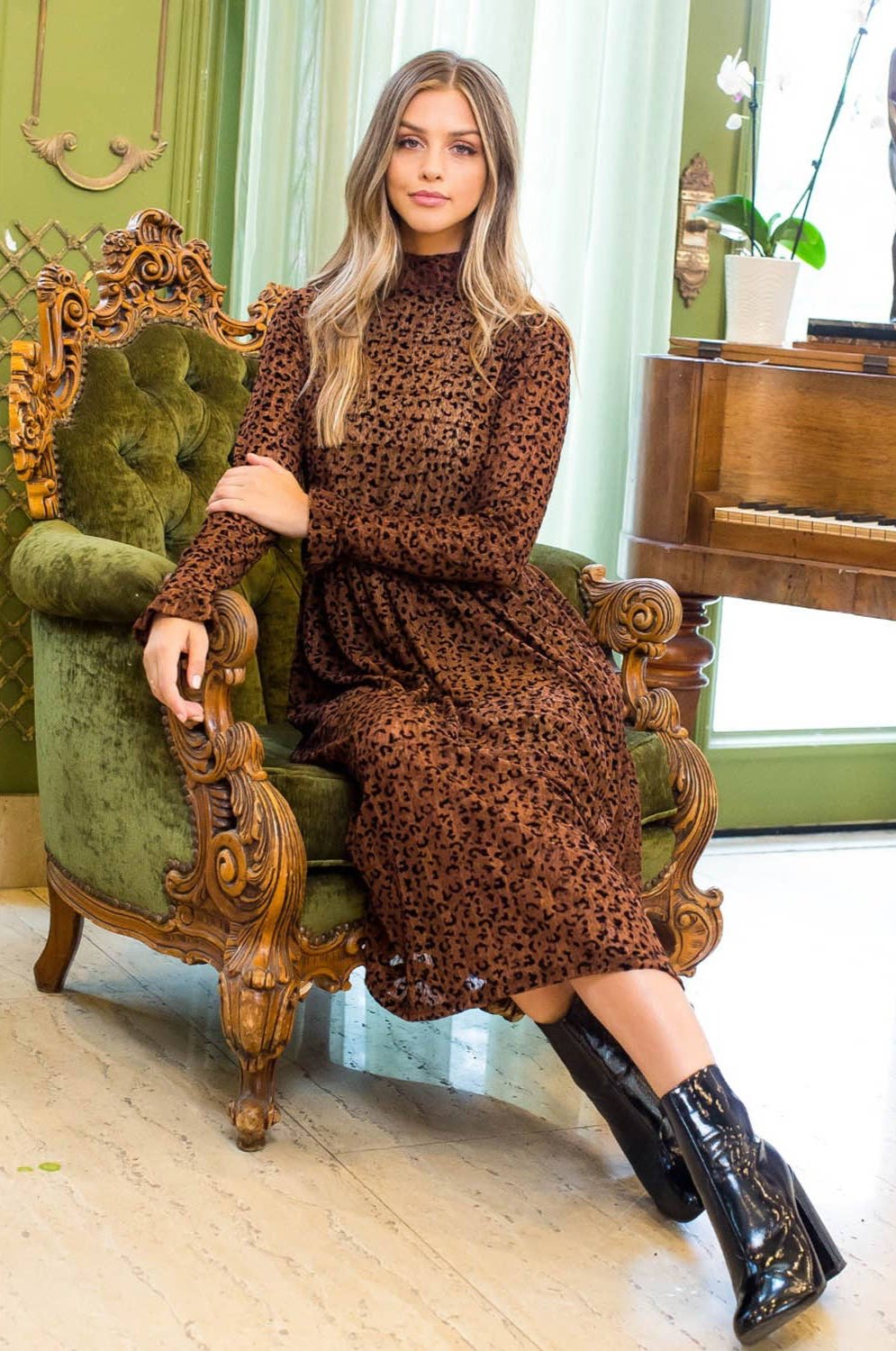 Devore Leopard Print Midi Dress | Uniquely Claudia Boutique