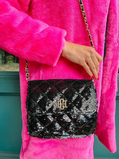 Evelyn Crossbody BLACK SEQUIN | Uniquely Claudia Boutique 