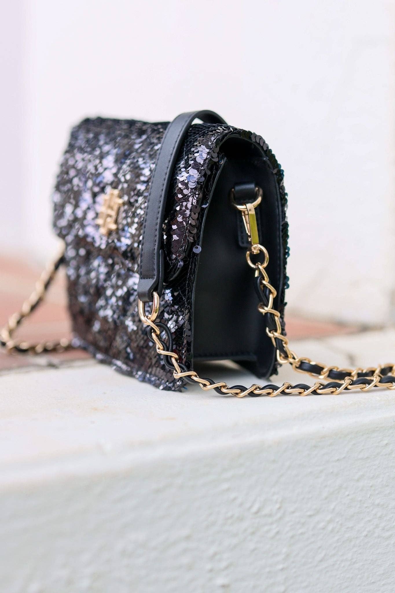 Evelyn Crossbody BLACK SEQUIN | Uniquely Claudia Boutique 