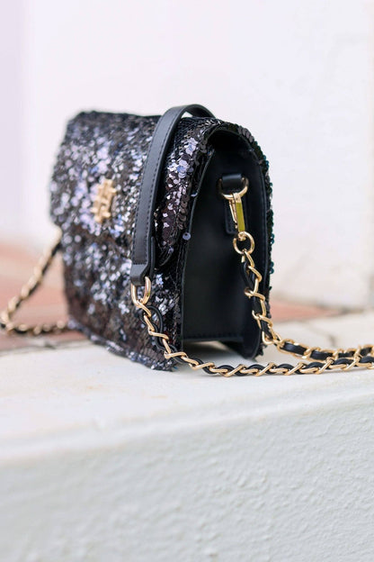 Evelyn Crossbody BLACK SEQUIN | Uniquely Claudia Boutique 