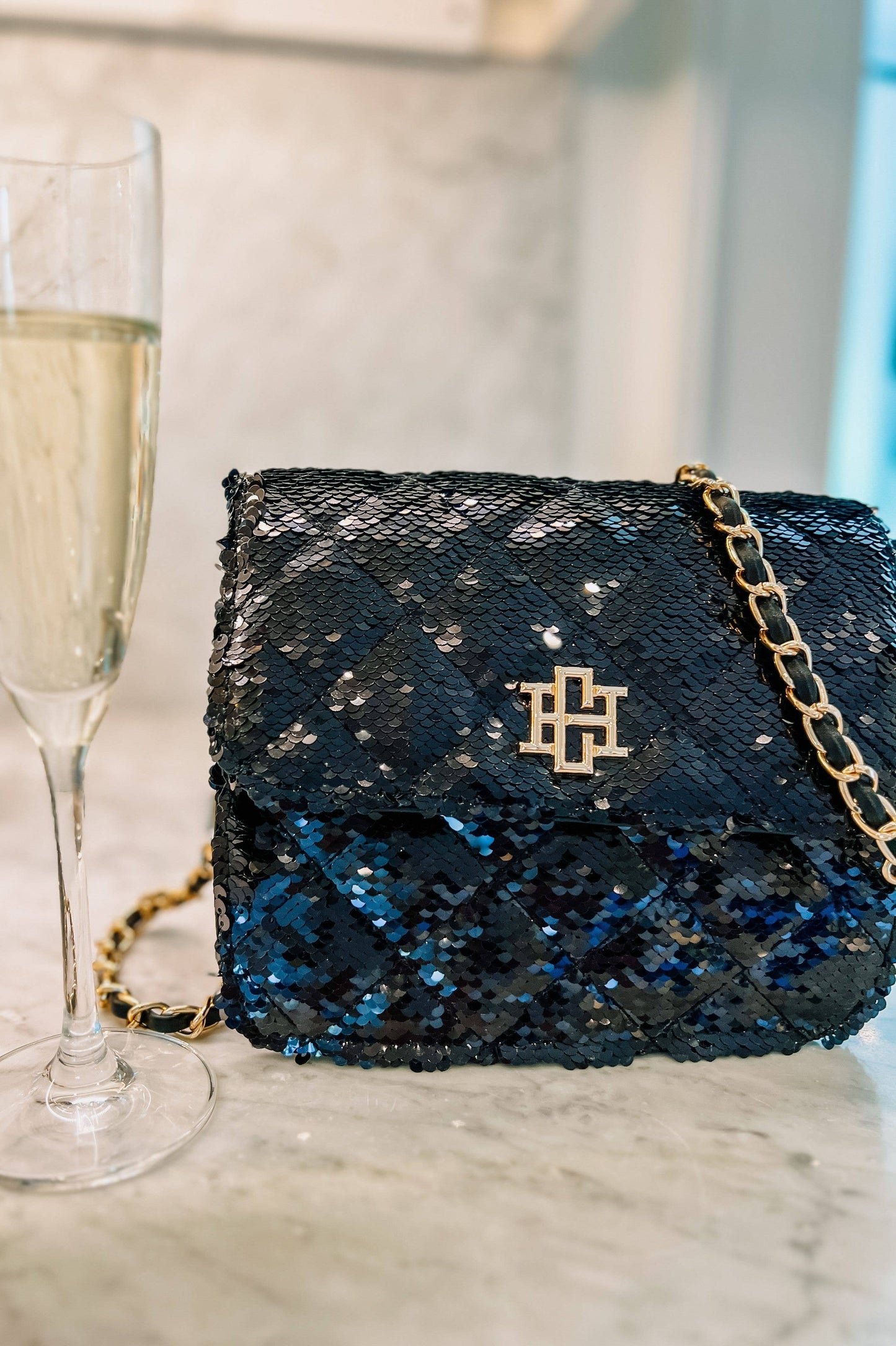 Evelyn Crossbody BLACK SEQUIN | Uniquely Claudia Boutique 