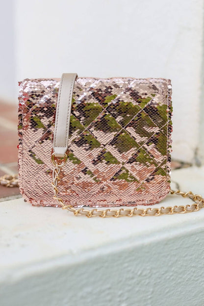 Evelyn Crossbody Champagne Sequin | Uniquely Claudia Boutique 