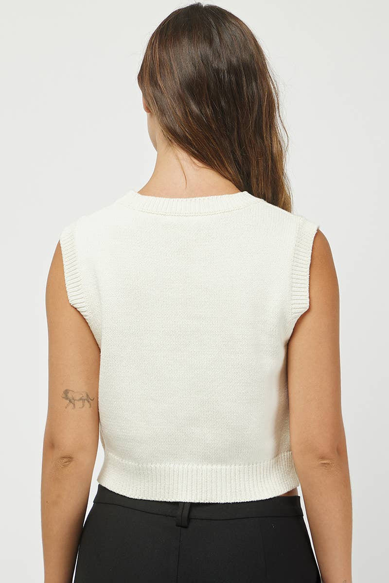 Football Sleeveless Sweater Top | Uniquely Claudia Boutique