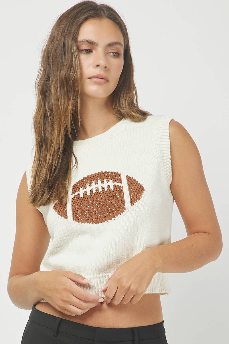 Football Sleeveless Sweater Top | Uniquely Claudia Boutique