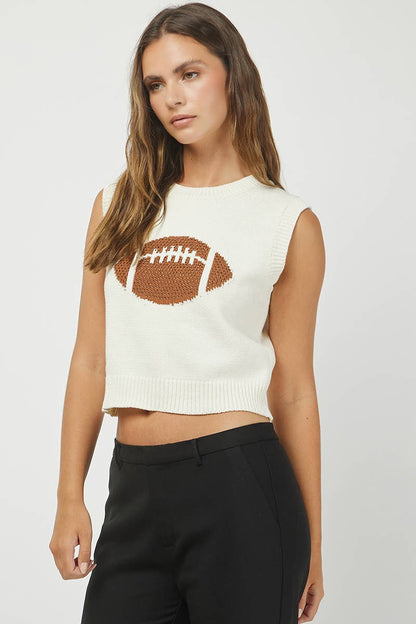 Football Sleeveless Sweater Top | Uniquely Claudia Boutique