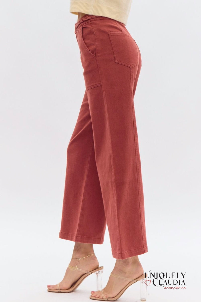 Gina Braided Detail Pants | Uniquely Claudia Boutique