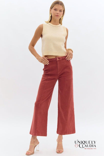 Gina Braided Detail Pants | Uniquely Claudia Boutique