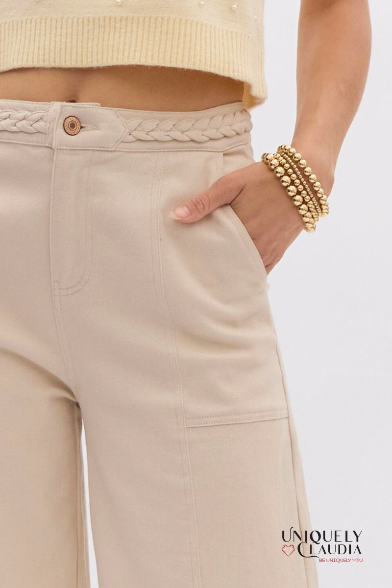 Gina Braided Detail Pants | Uniquely Claudia Boutique