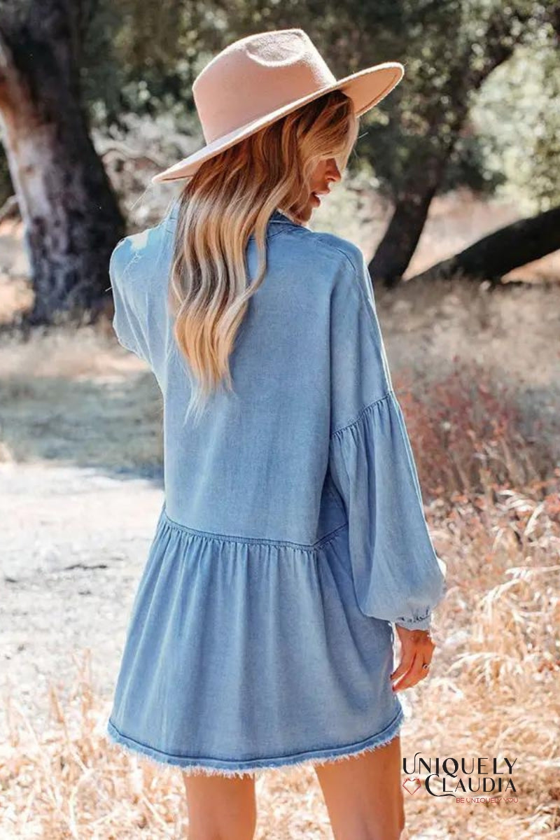 Long sleeve chambray sales shirt dress