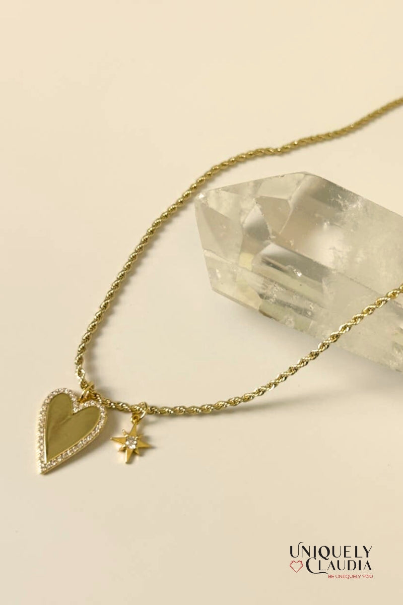 Heart & Star 14K Gold Filled Necklace | Uniquely Claudia Boutique 