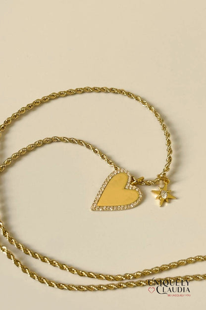 Heart & Star 14K Gold Filled Necklace | Uniquely Claudia Boutique 