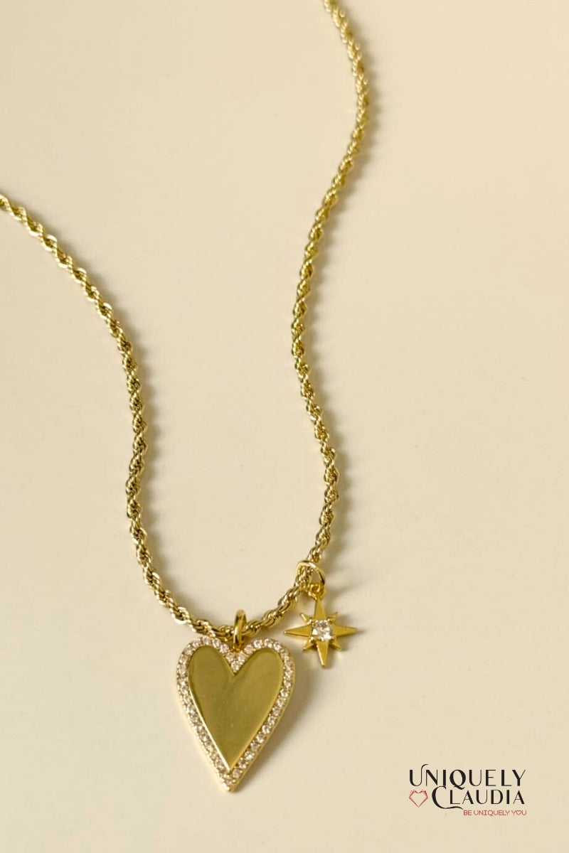 Heart & Star 14K Gold Filled Necklace | Uniquely Claudia Boutique 