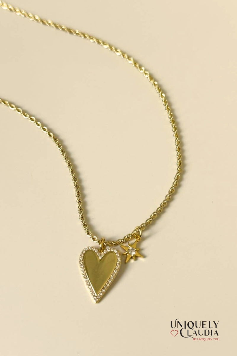 Heart & Star 14K Gold Filled Necklace | Uniquely Claudia Boutique 