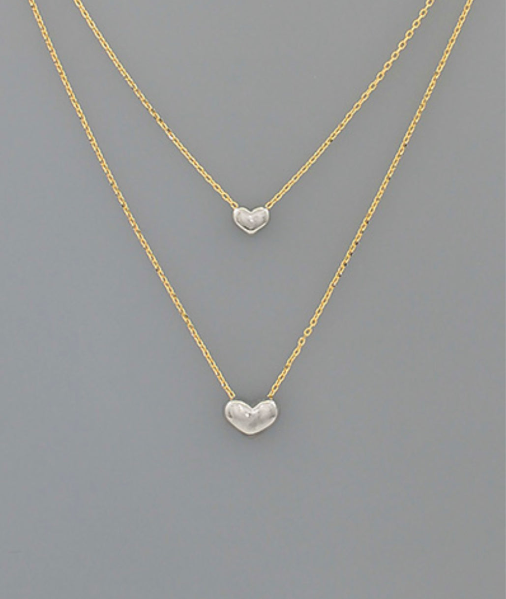 Double Hearts Two-Tone Gold-Plated Necklace