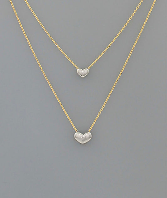 Double Hearts Two-Tone Gold-Plated Necklace