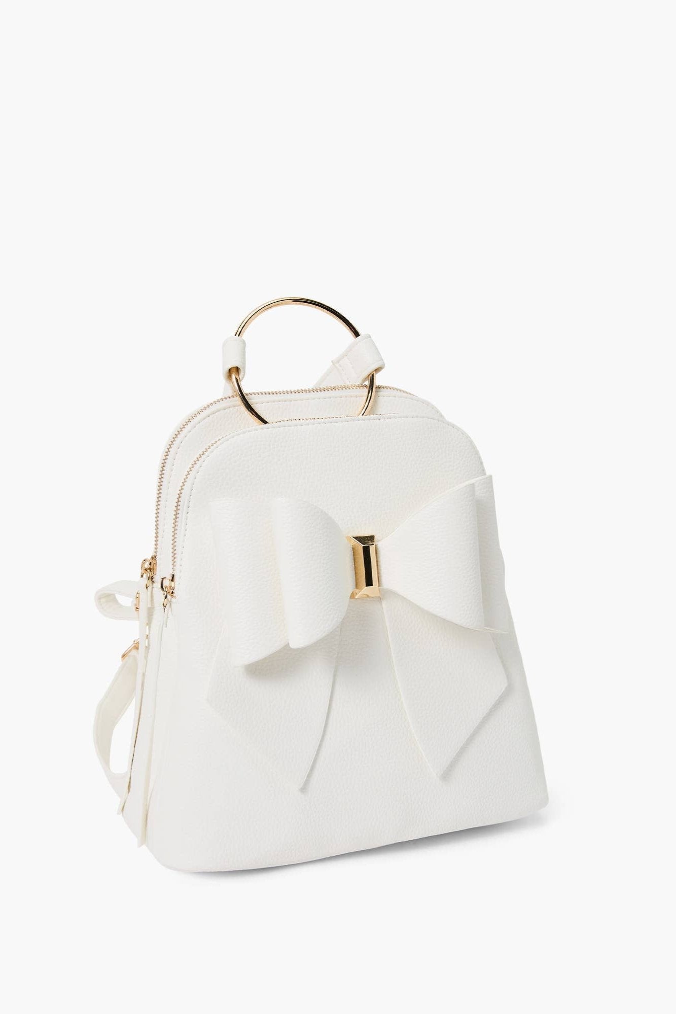 Jasmine Bowtie Backpack Handbag: White | Uniquely Claudia Boutique 