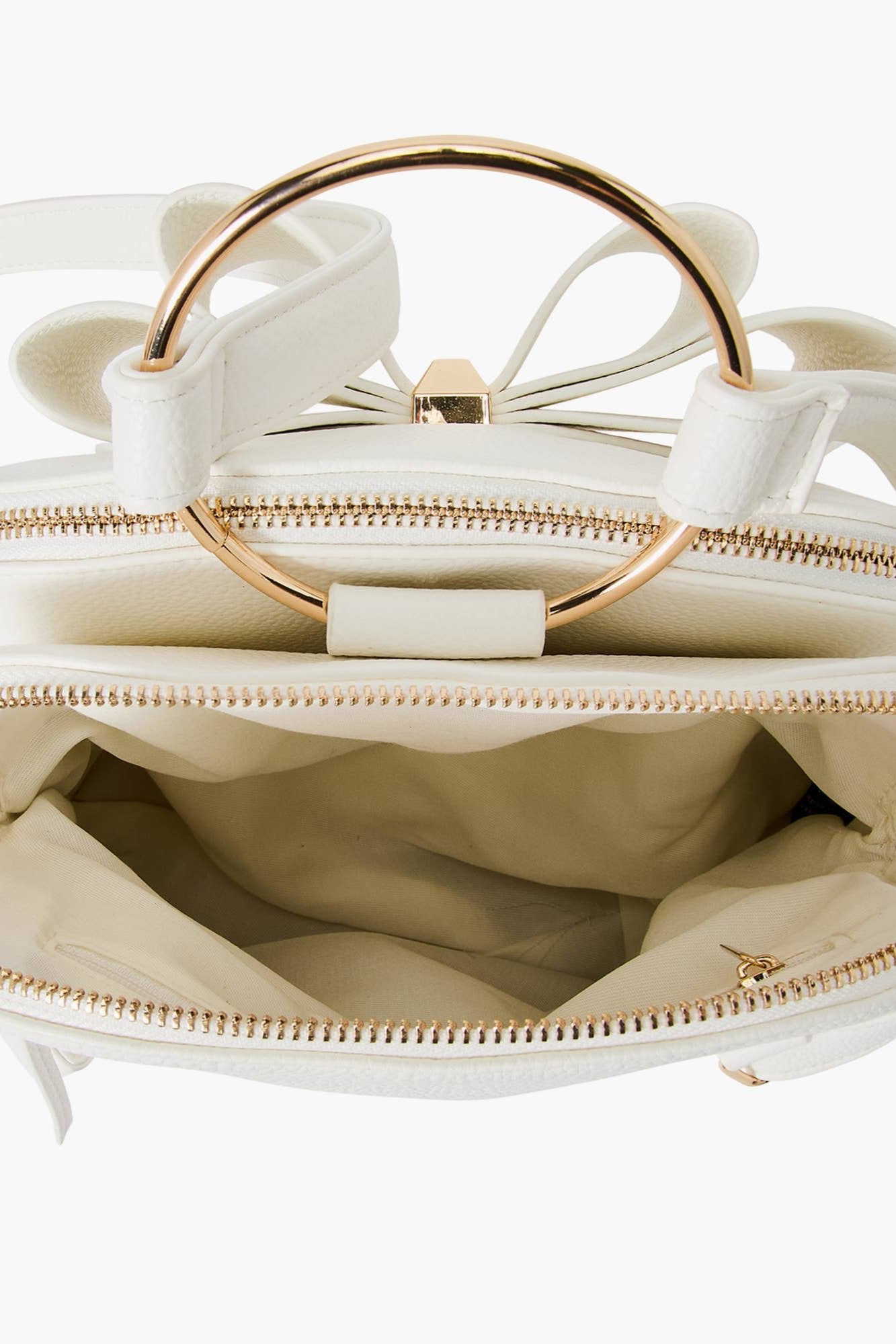 Jasmine Bowtie Backpack Handbag: White | Uniquely Claudia Boutique 