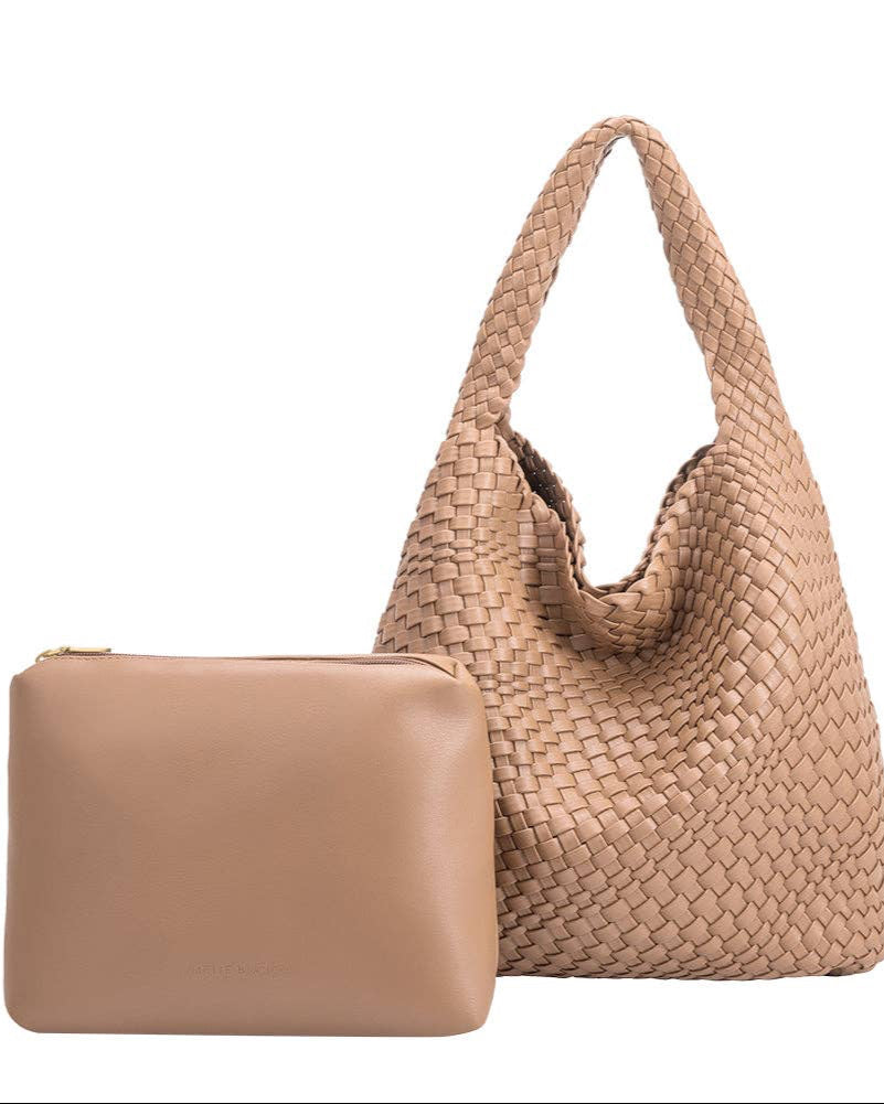 Johanna Nude Recycled Vegan Shoulder Bag | Uniquely Claudia Boutique 