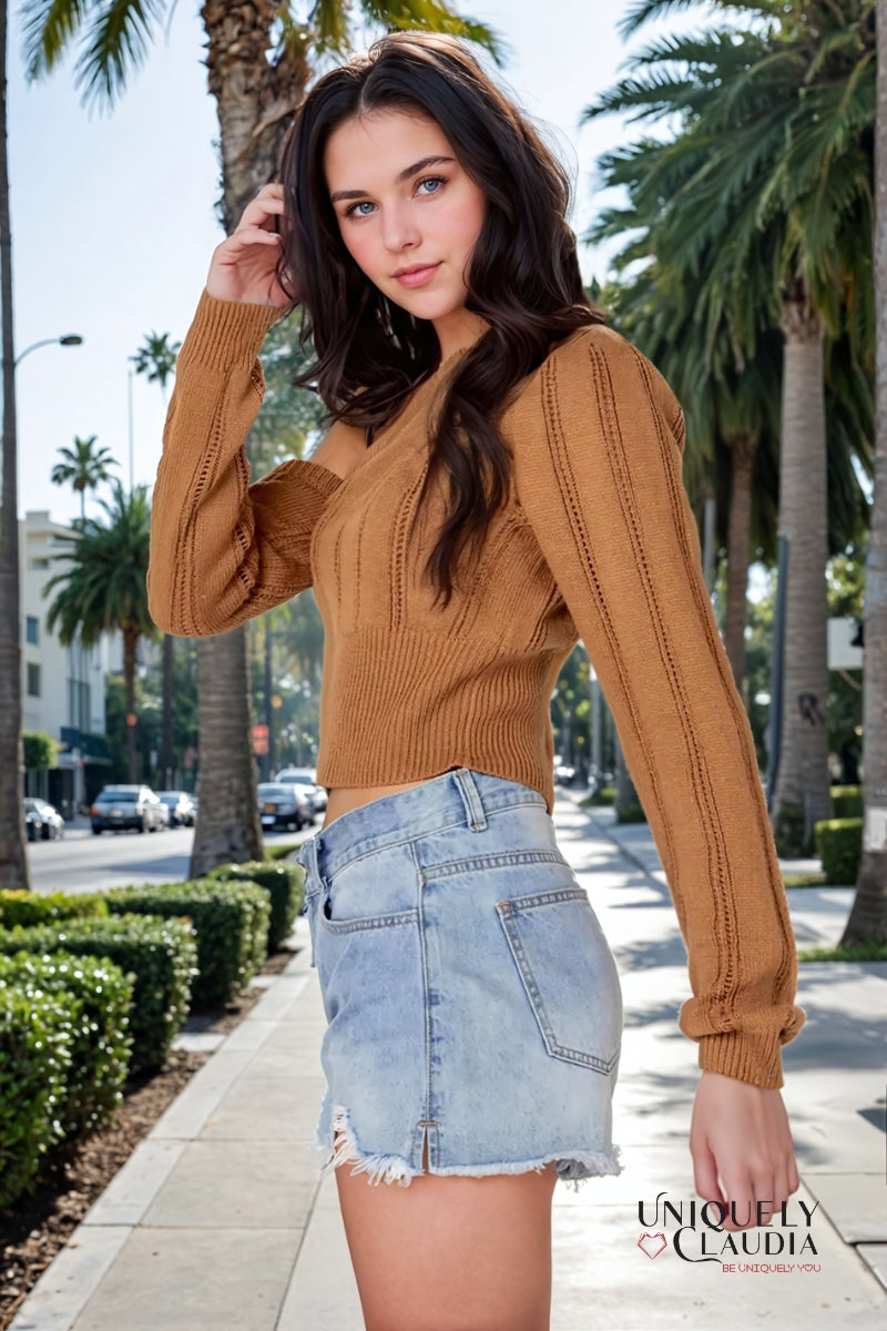 Kendra Pointelle Knit One-Shoulder Sweater Top | Uniquely Claudia Boutique