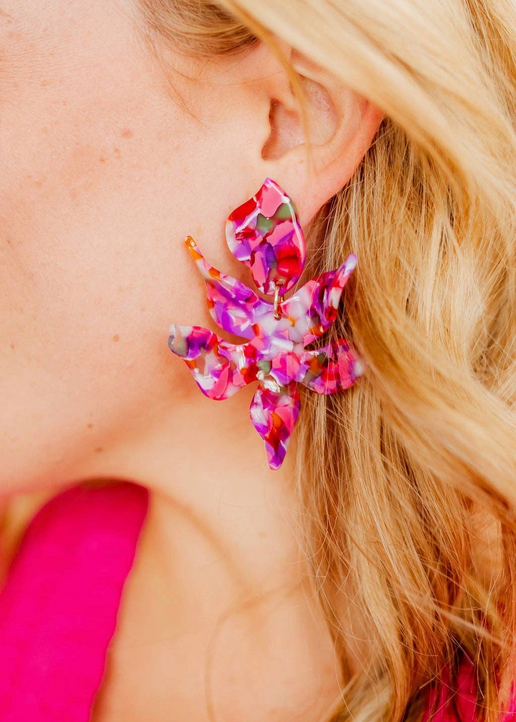 LINNY : Flora Pink Multi Earrings | Uniquely Claudia Boutique