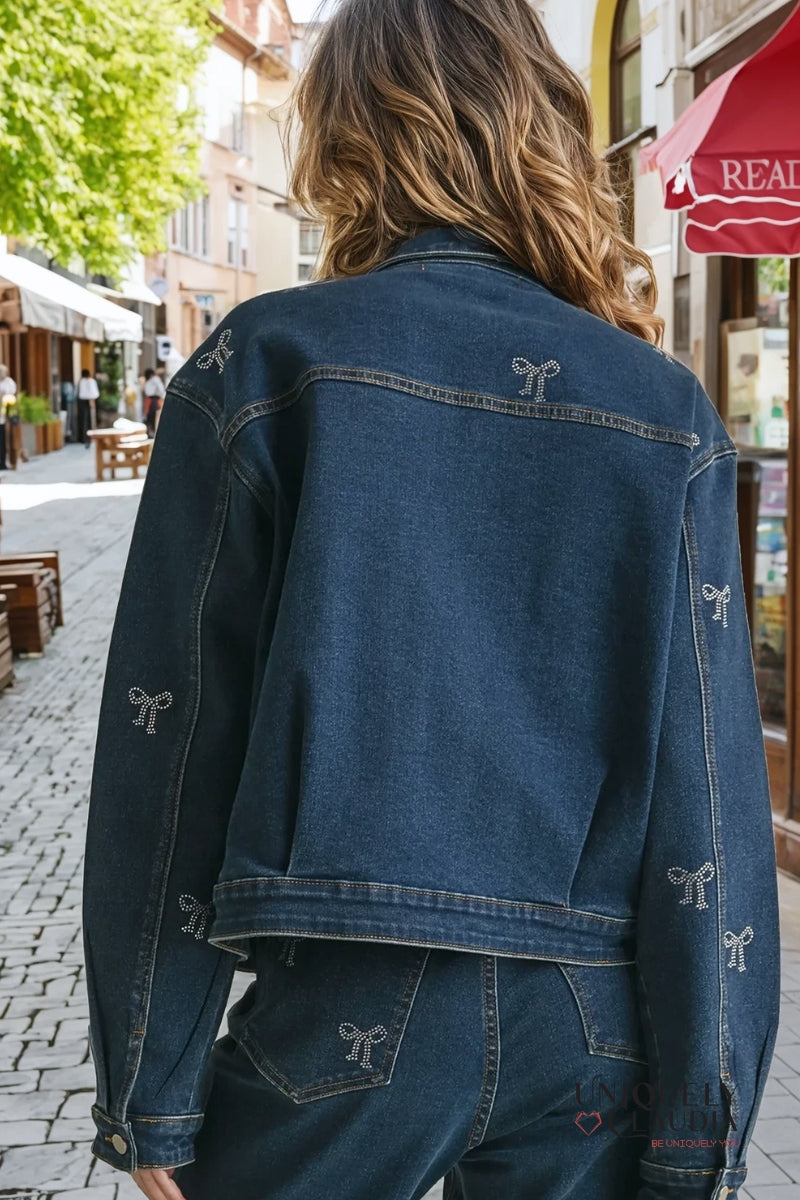 Margo Embellished Bow Denim Jacket