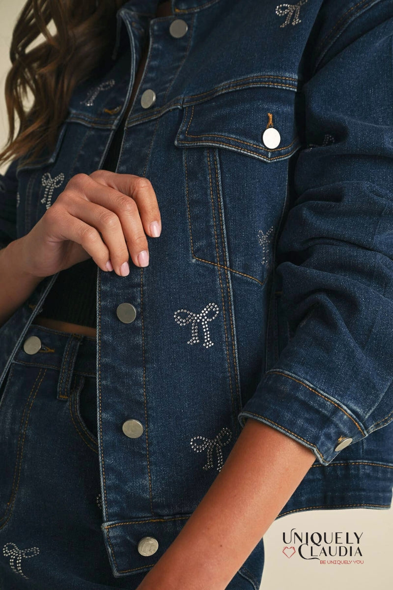 Margo Embellished Bow Denim Jacket