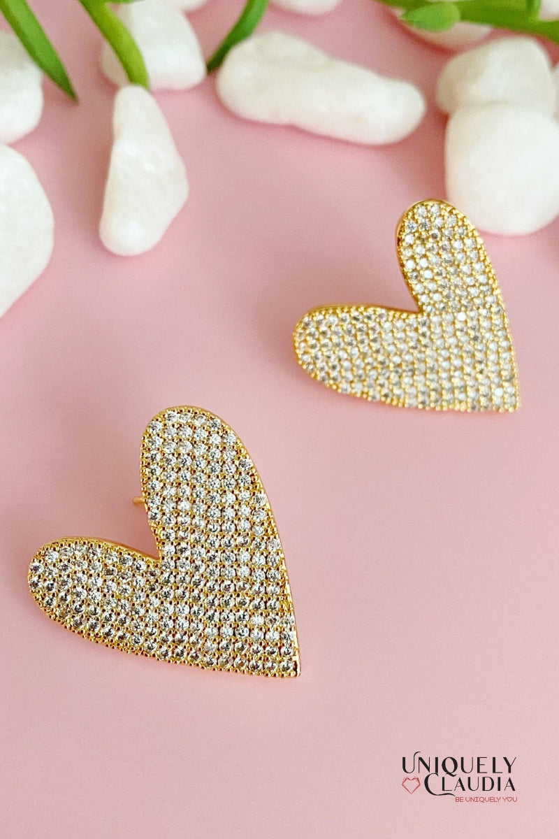 Pave Heart Stud Earrings | Uniquely Claudia Boutique