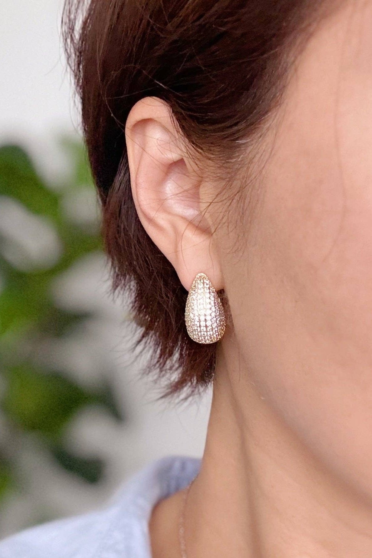 Paved Teardrop Stud Earrings | Uniquely Claudia Boutique