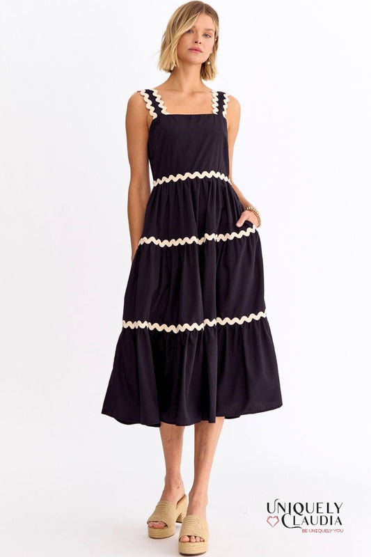 Payton Ric-Rac Trim Sleeveless Maxi Dress | Uniquely Claudia Boutique
